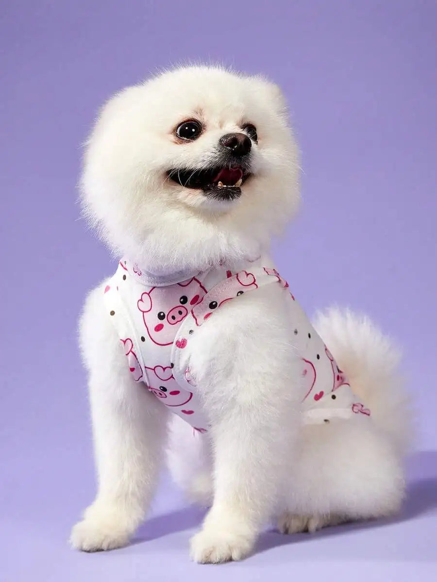 2-Pack Pet Vest for Dogs Cats  Pink Pig Face & Heart