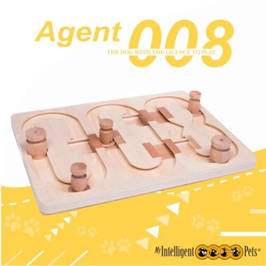 Agent 008 - Interactive Wooden Puzzle Toy for Dogs Fun Brain Game