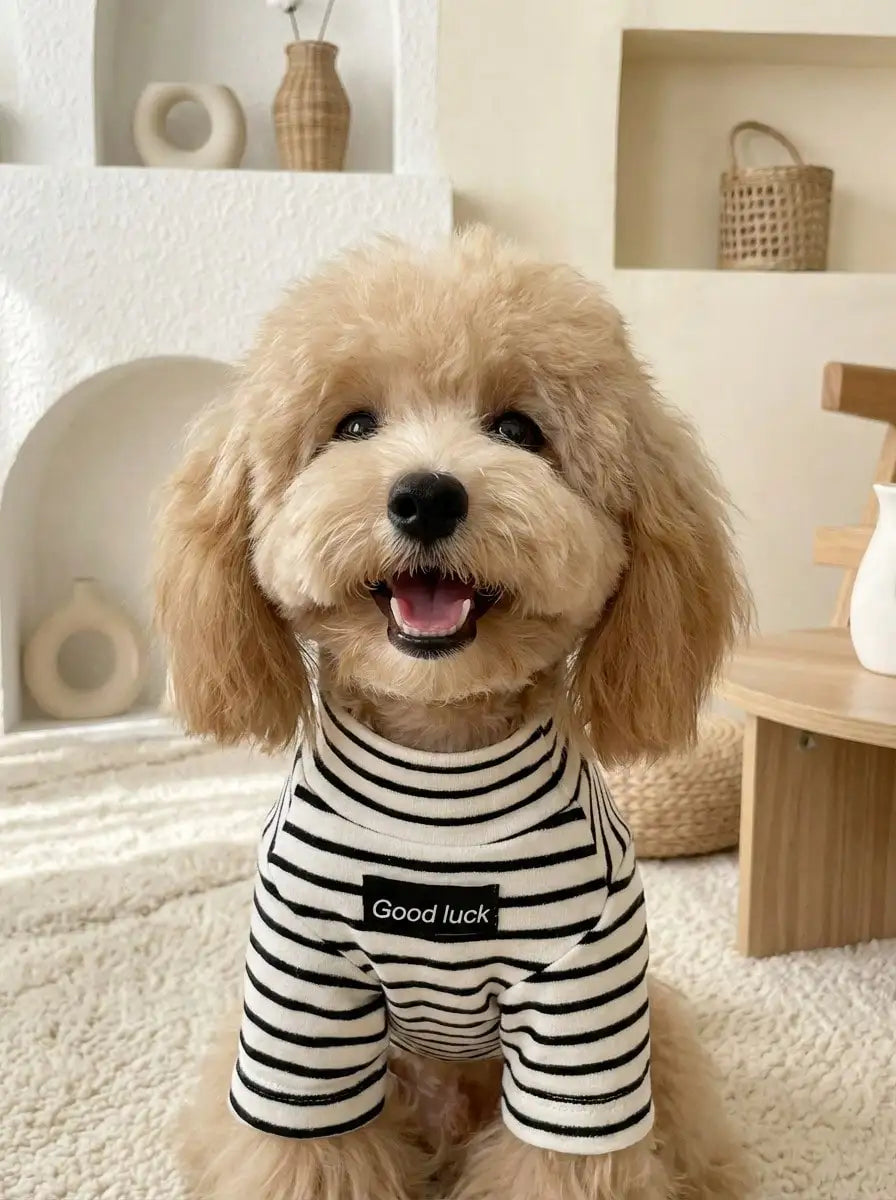 Striped Black and White Dog Sweater, Cozy Knit Pullover