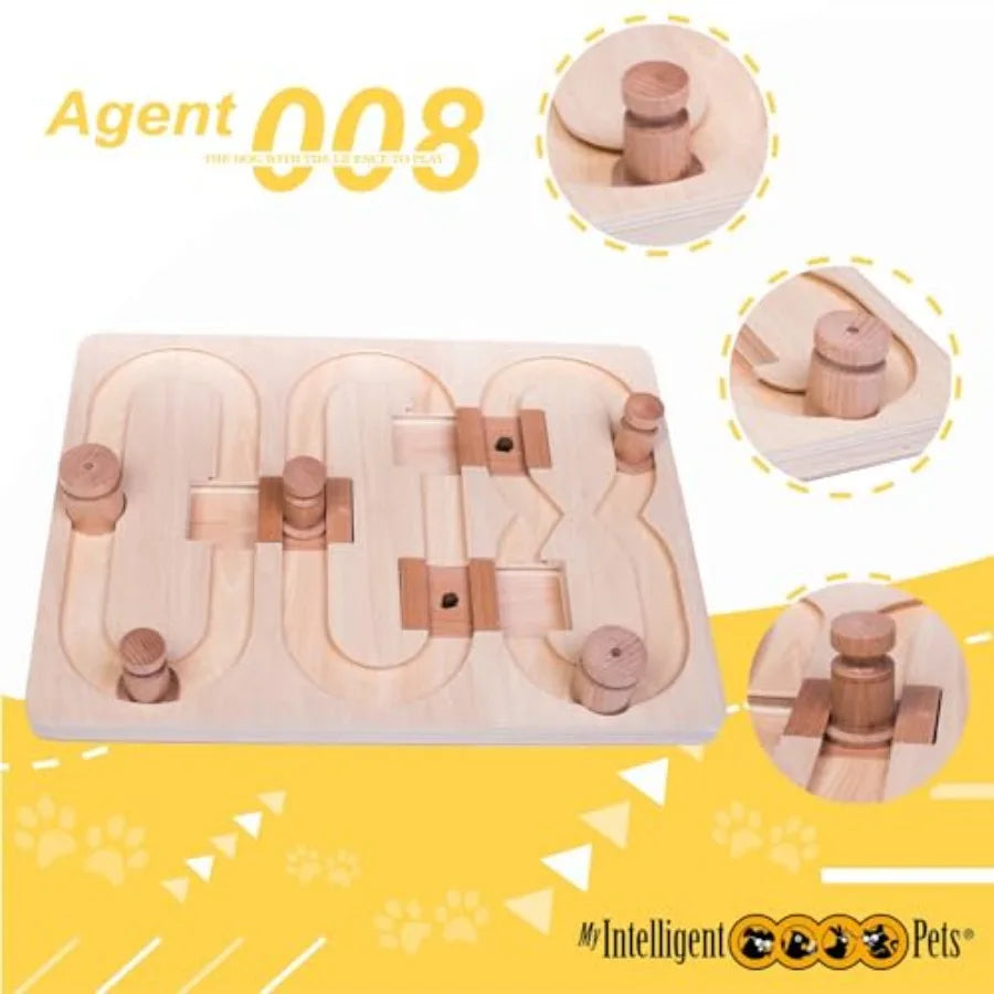 Agent 008 - Interactive Wooden Puzzle Toy for Dogs Fun Brain Game