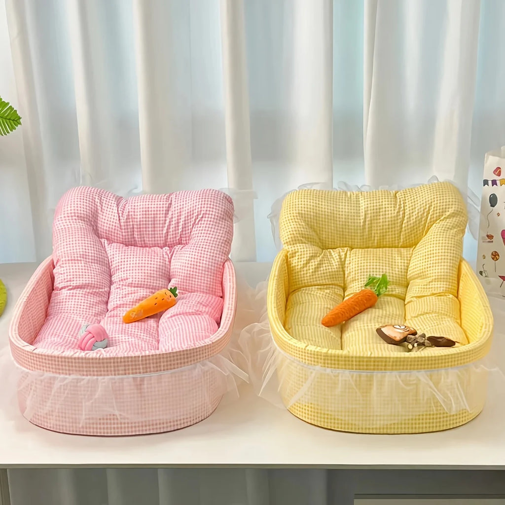 1set Cute Lace-Trimmed Pet Princess Bed For Winter