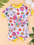 Colorful Floral Print Pet Pajamas with Rainbow & Smiley Flowers,