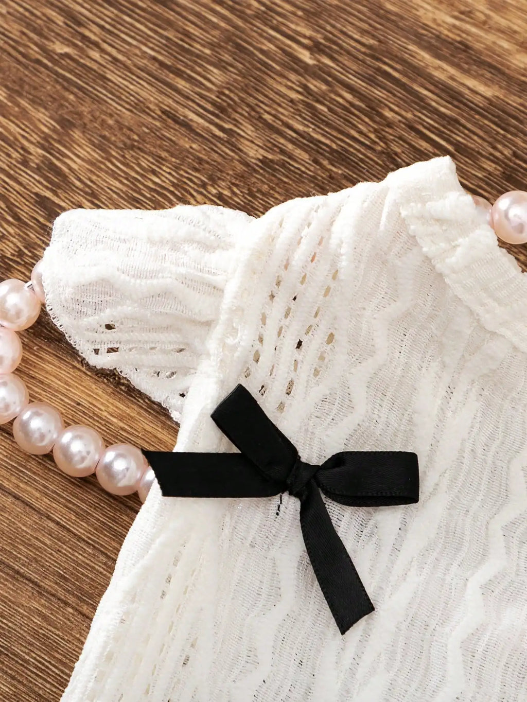 White Lace Pet Dress with Black Bowknots for Cats and Small Dogs