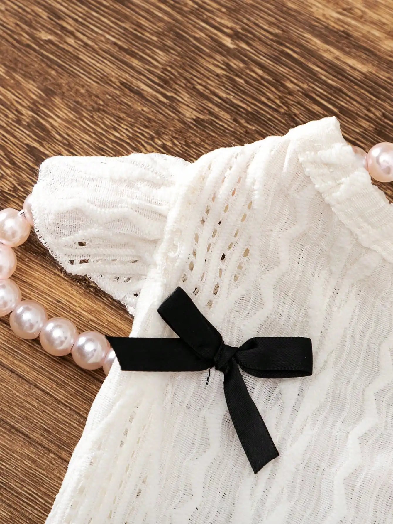 White Lace Pet Dress with Black Bowknots for Cats and Small Dogs