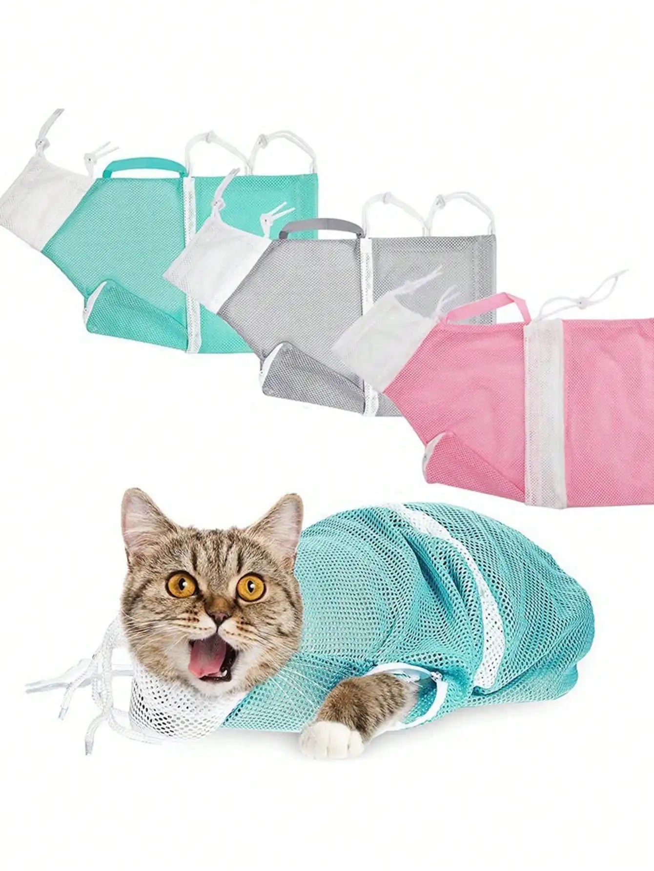 Upgraded Mesh Pet Bathing Bag for Cats & Small Dogs