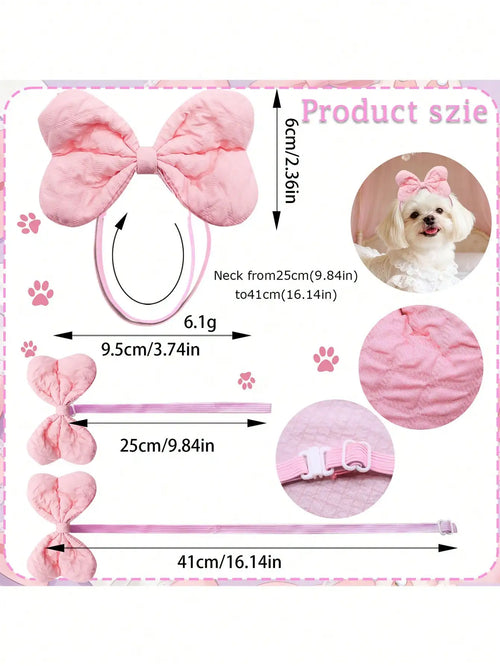 3/10Pcs Quilted Bow Hair Bands for Dogs & Cats