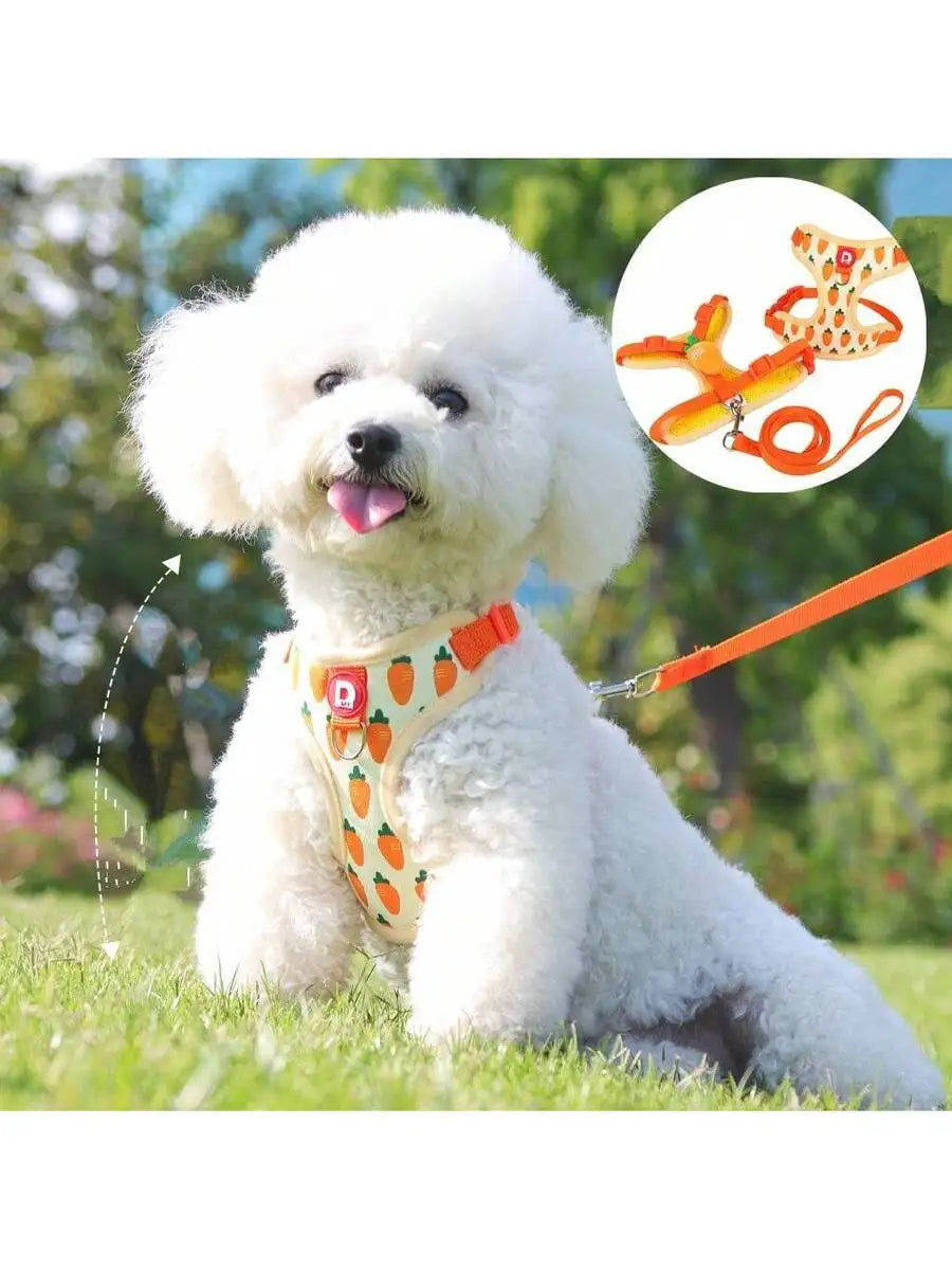 Avocado Print Adjustable Pet Harness and Leash Set