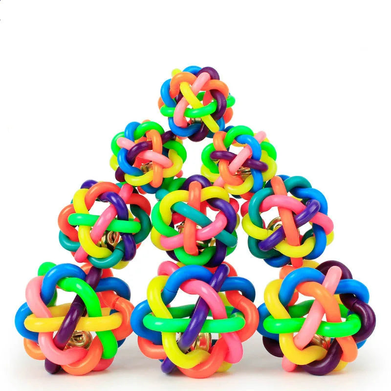 Colorful Bell Woven Dog Chew Toy, Bite-Resistant Rubber Toy