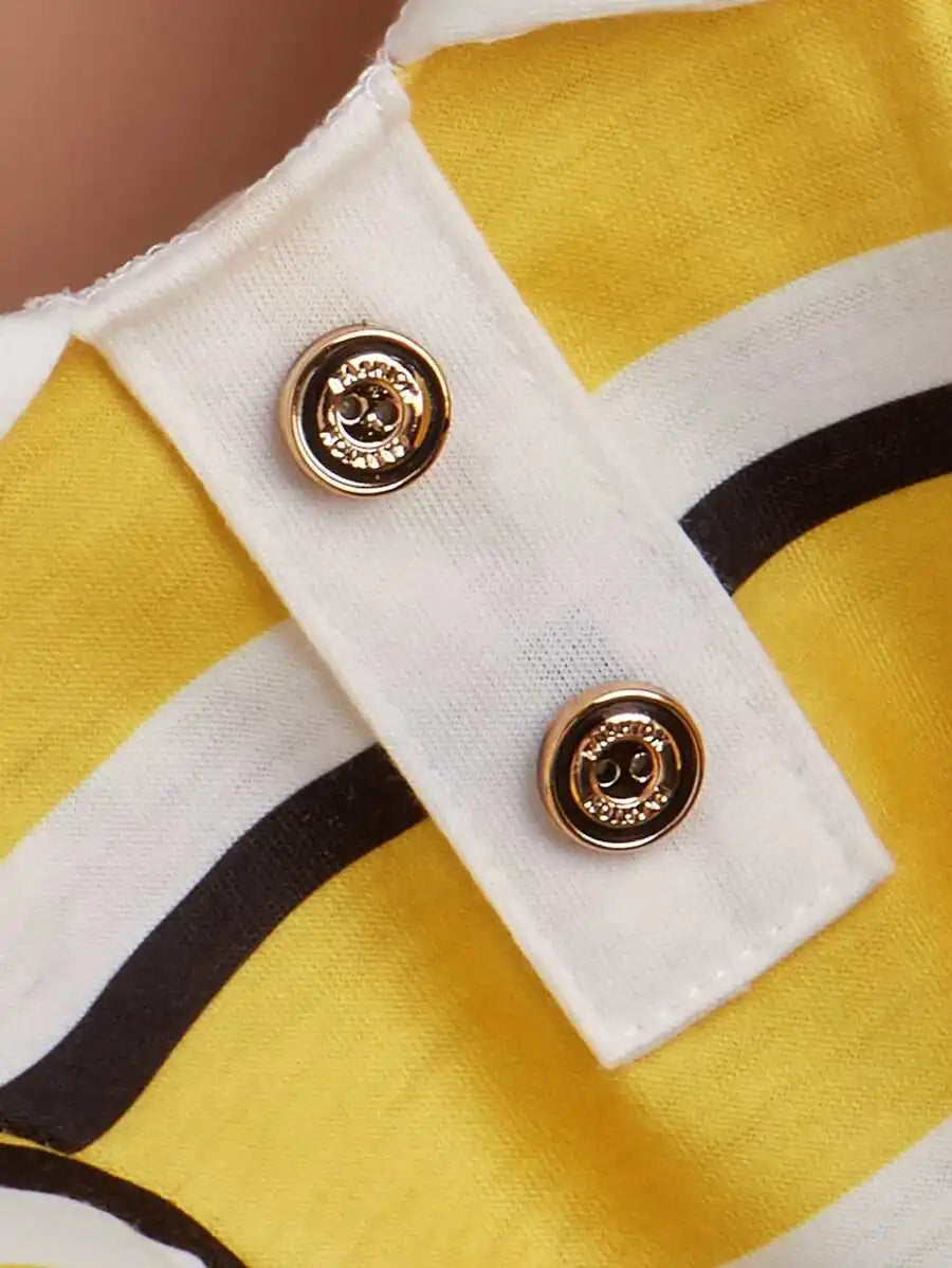 Yellow Striped Polo-Style Pet Shirt for Dogs and Cats, Casual Wear