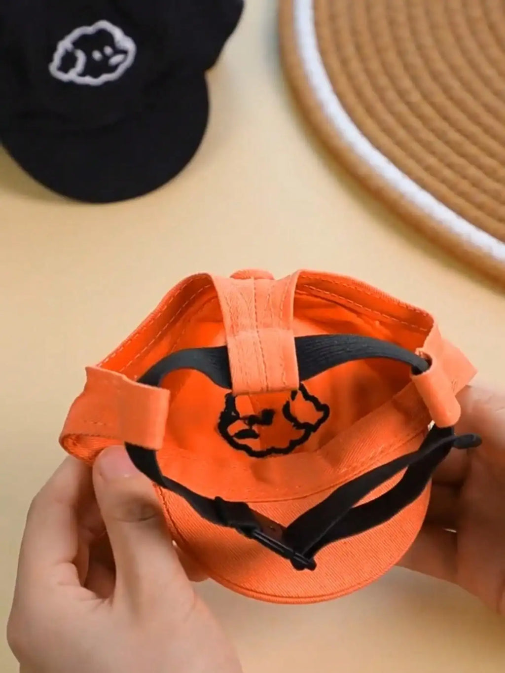 Adjustable Pet Baseball Cap with Embroidered Dog Face - Lightweight Sun Hat for Small Dogs & Cats