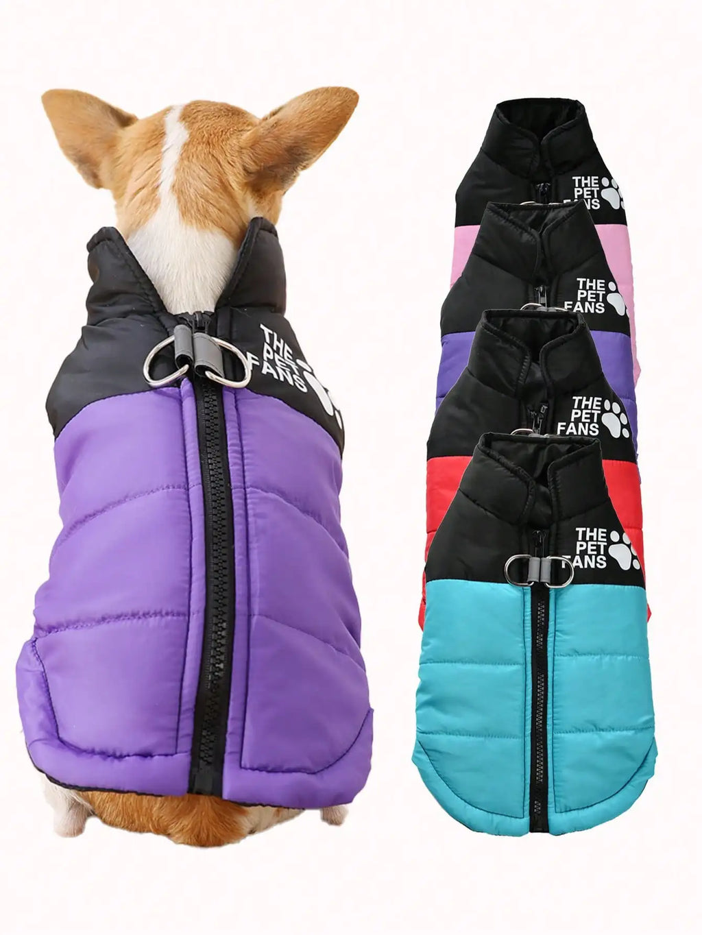 Warm Puffer Dog Vest  Zipper Front for Small to Medium Dogs