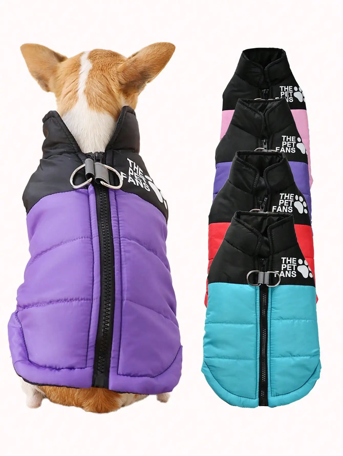 Warm Puffer Dog Vest  Zipper Front for Small to Medium Dogs