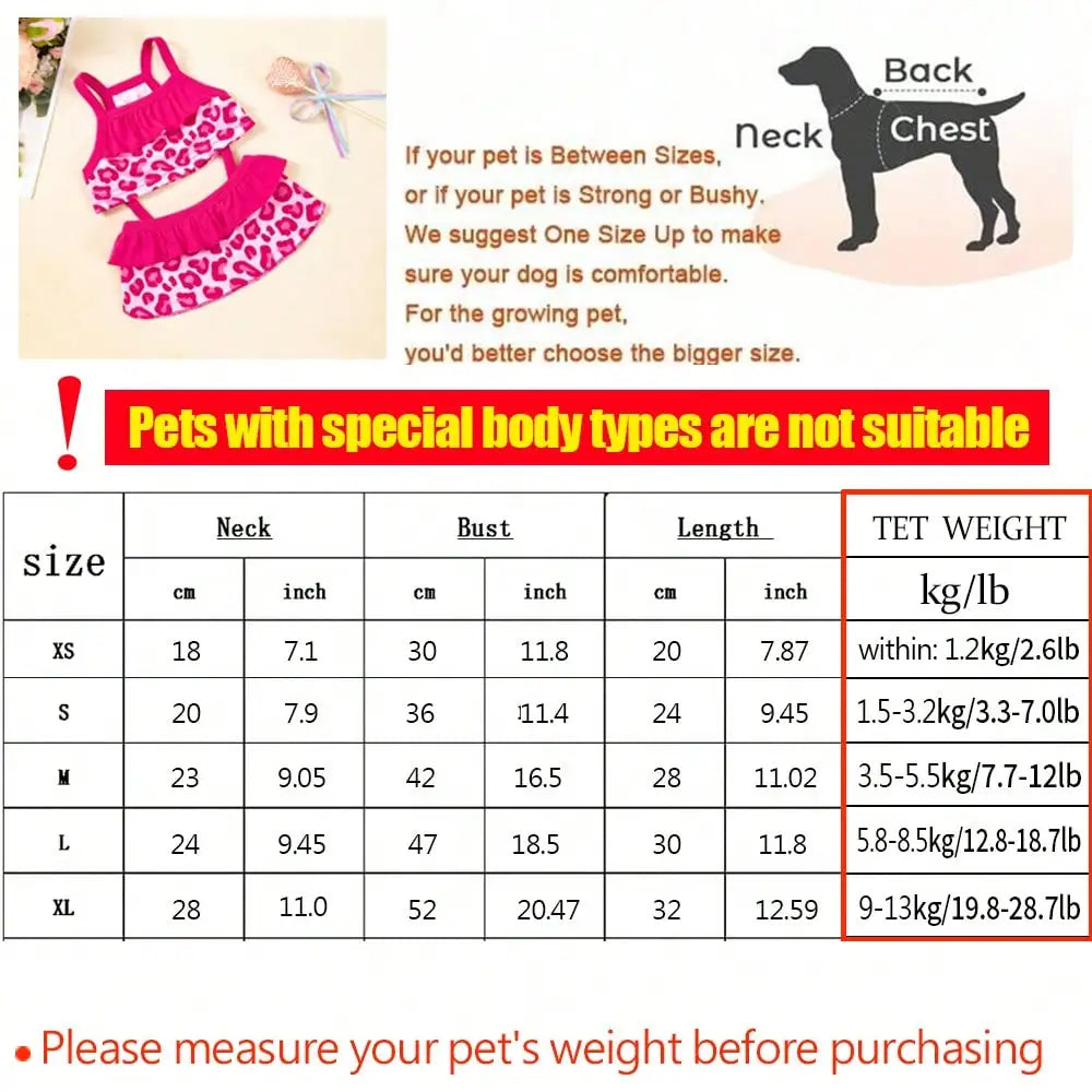 Pink Heart Print Dog Bikini Dress for Beach & Photoshoots