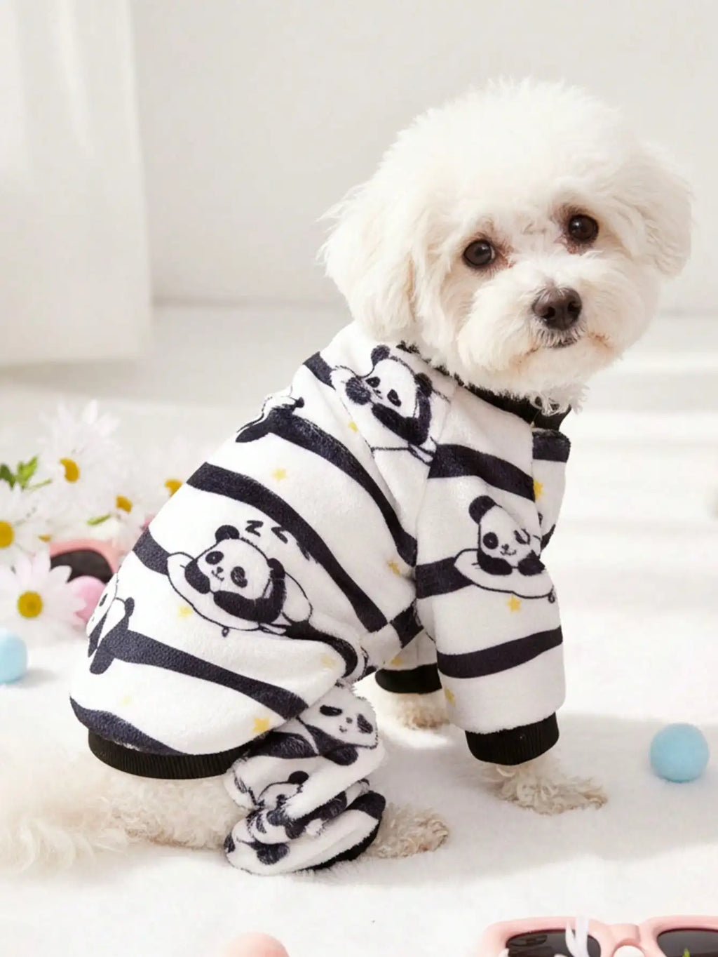 Black and White Striped Fleece Jumpsuit