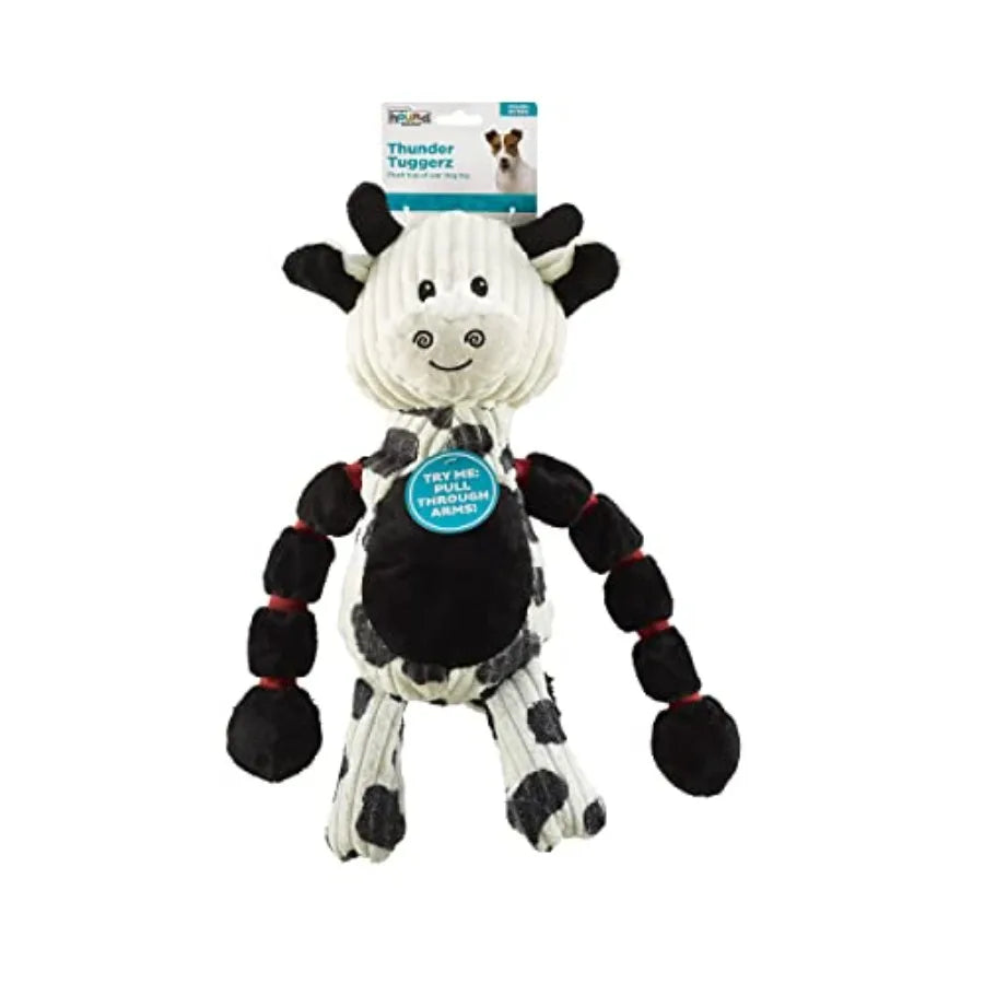 Thunda Tugga Cow Plush Squeaky Dog Tug Toy Pack of 2