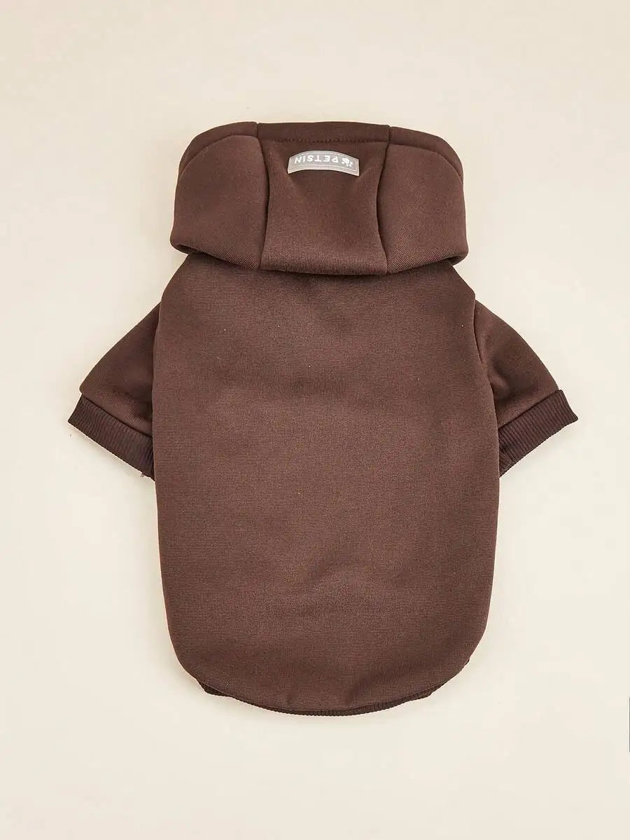Orange Hooded Pet Sweatshirt with Thermal Lining for Dogs