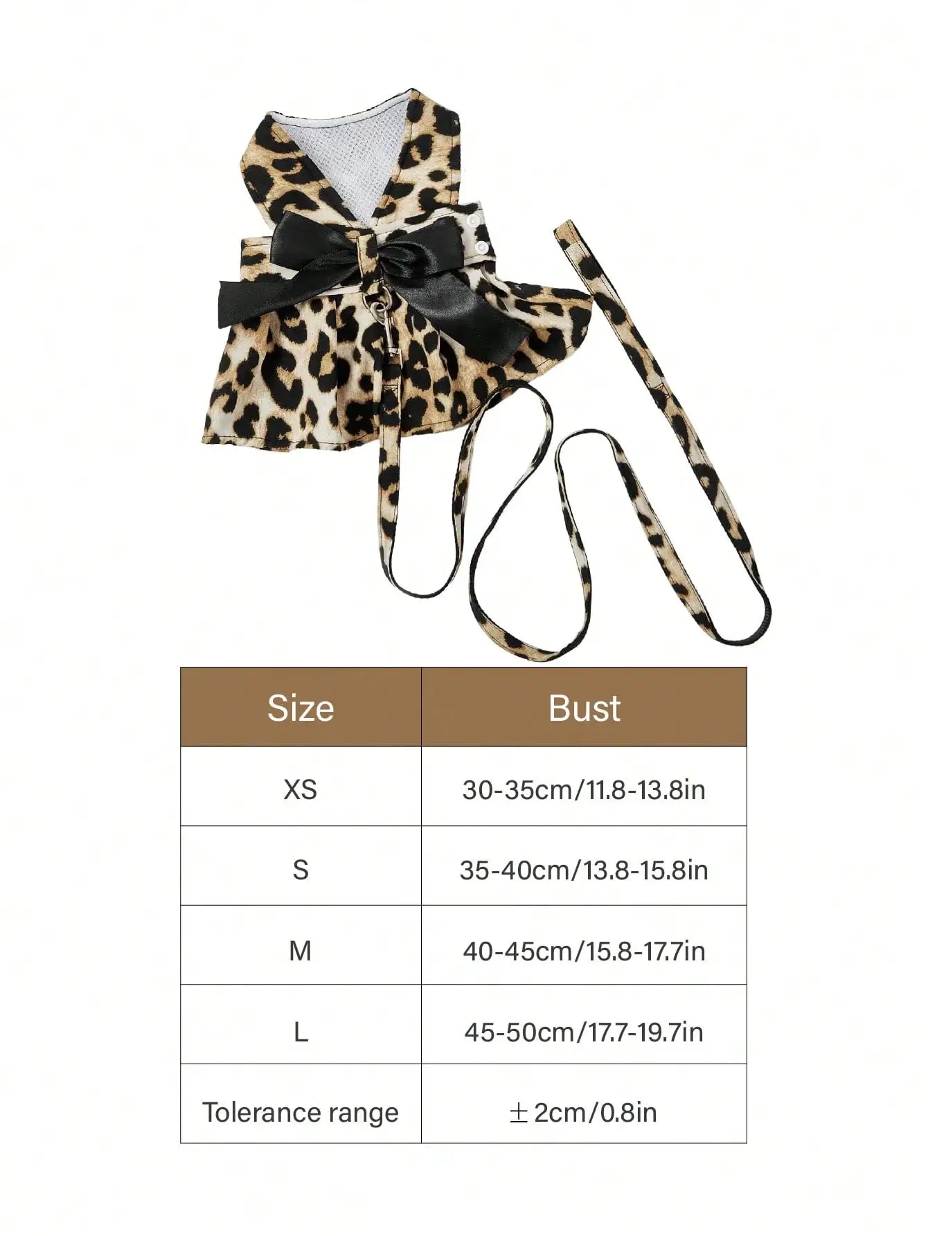 Leopard Print Bow Harness and Leash Set for Small Dogs and Cats